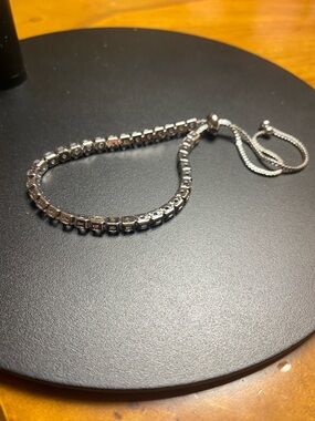 Sterling Silver Adjustable Tennis Bracelet - Silver